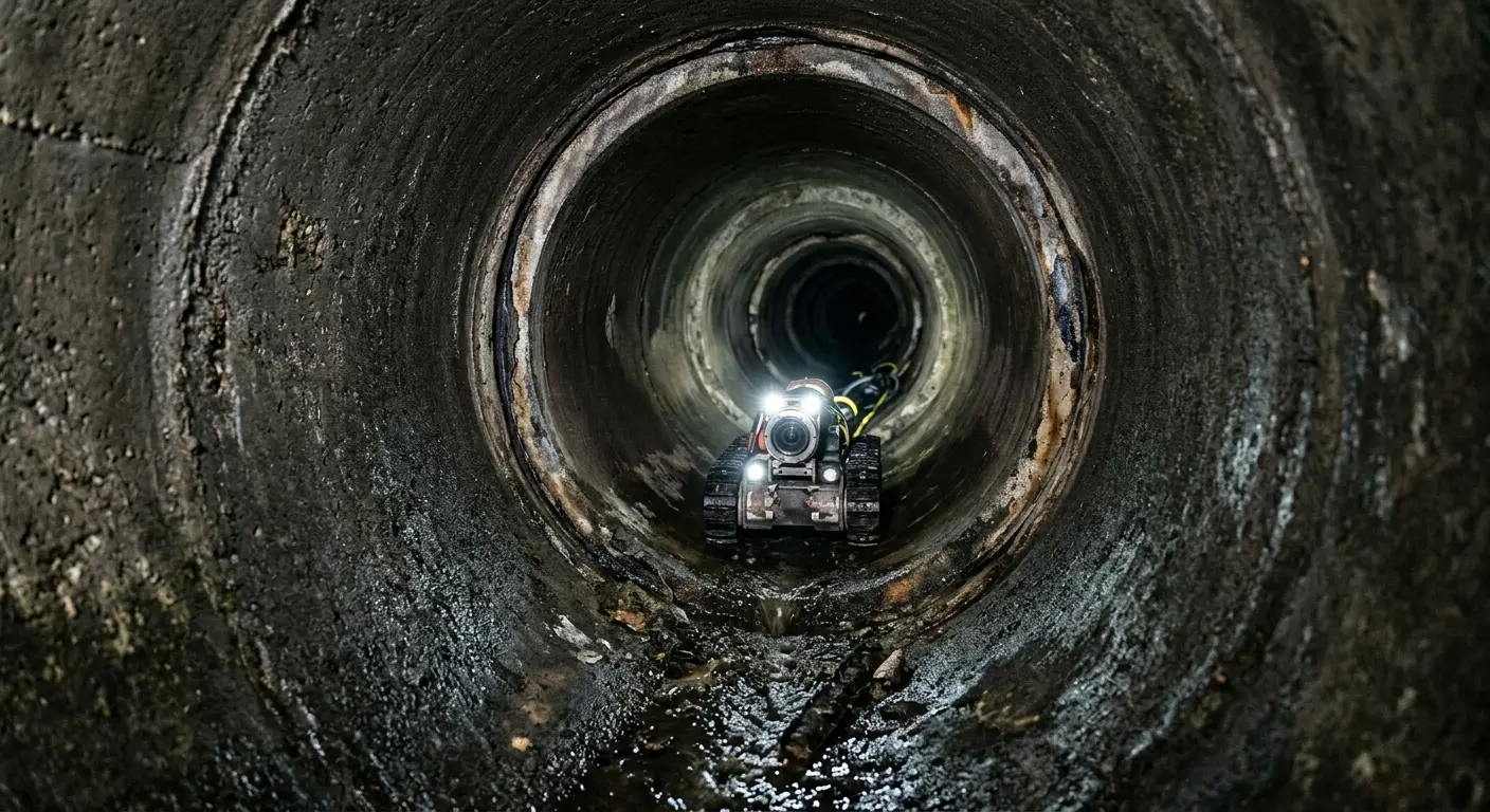 Robotic sewer camera inspecting pipe interior for Sewer Line Repair in Huntsville